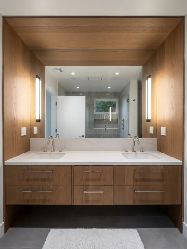 Bathroom remodel with organic tile work