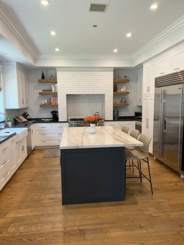 White and black inset shaker kitchen